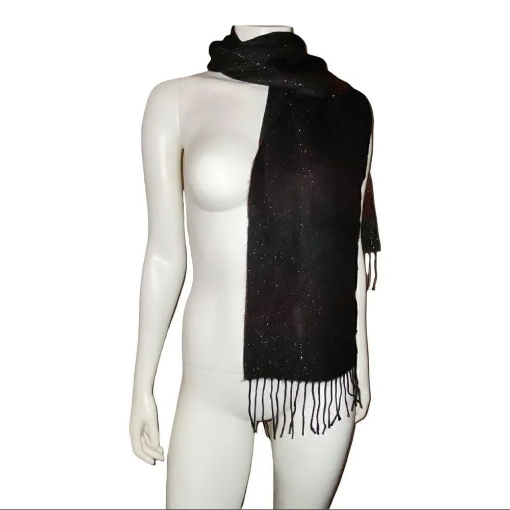 Steve Madden Red & Black Sparkly Lurex Striped Muffler Scarf One Size NWT